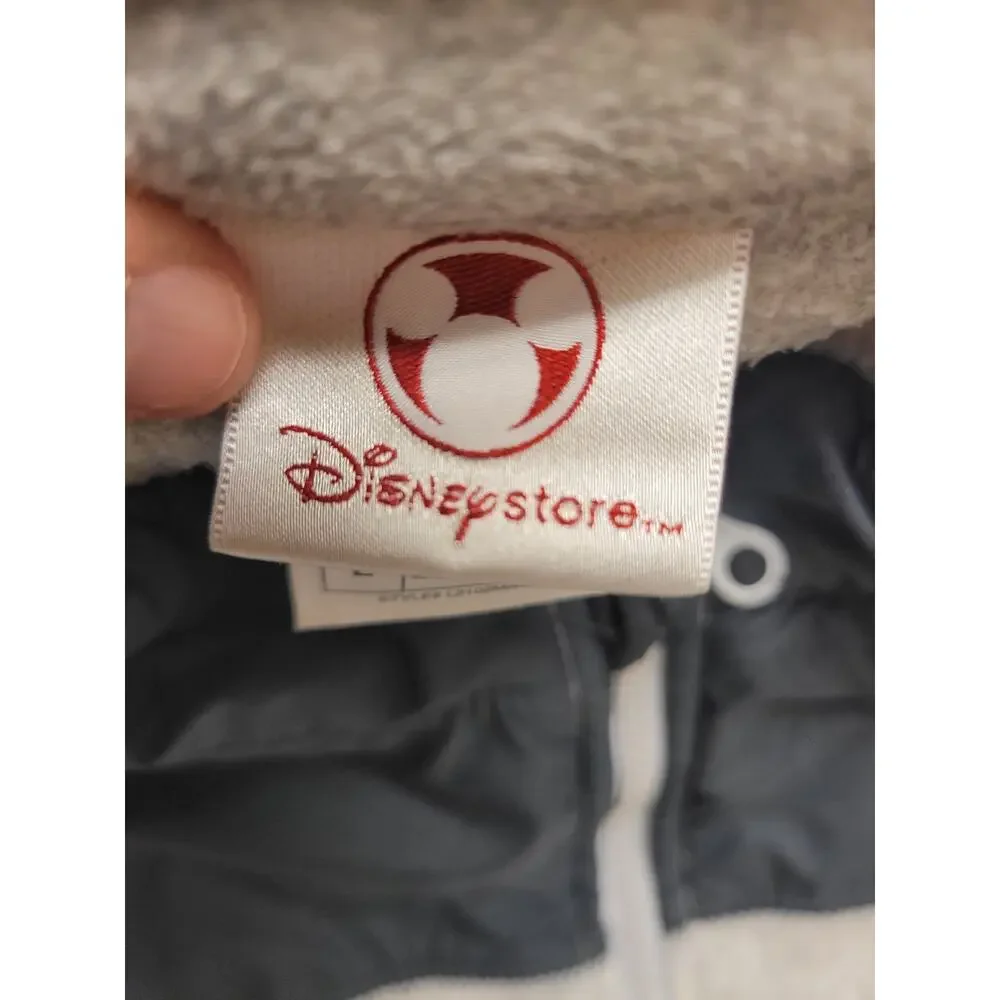 Disney Store Mickey Mouse Full Zip Jacket Gray Black Colorblock Fleece Mens L